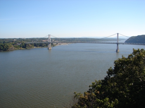 Long distance view of the Mid-Hudson Bridge suspension bridge